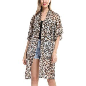 Women’s Chiffon Polyester Kimono Duster Kimono Summer Dress Beach Cover Up